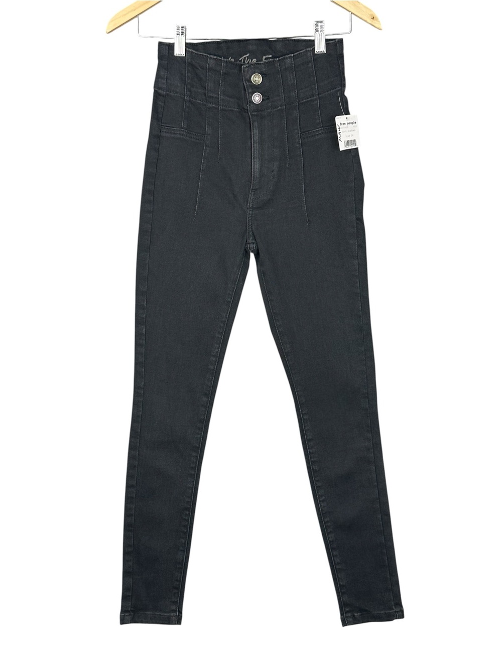 We The Free People Womens Feel Alright Skinny Jeans Black Stretch Juniors 26